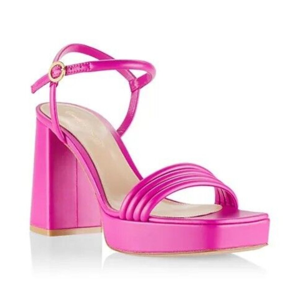 Gianvito Rossi Lena Women’s Leather Platform Sandals Pink Size 38